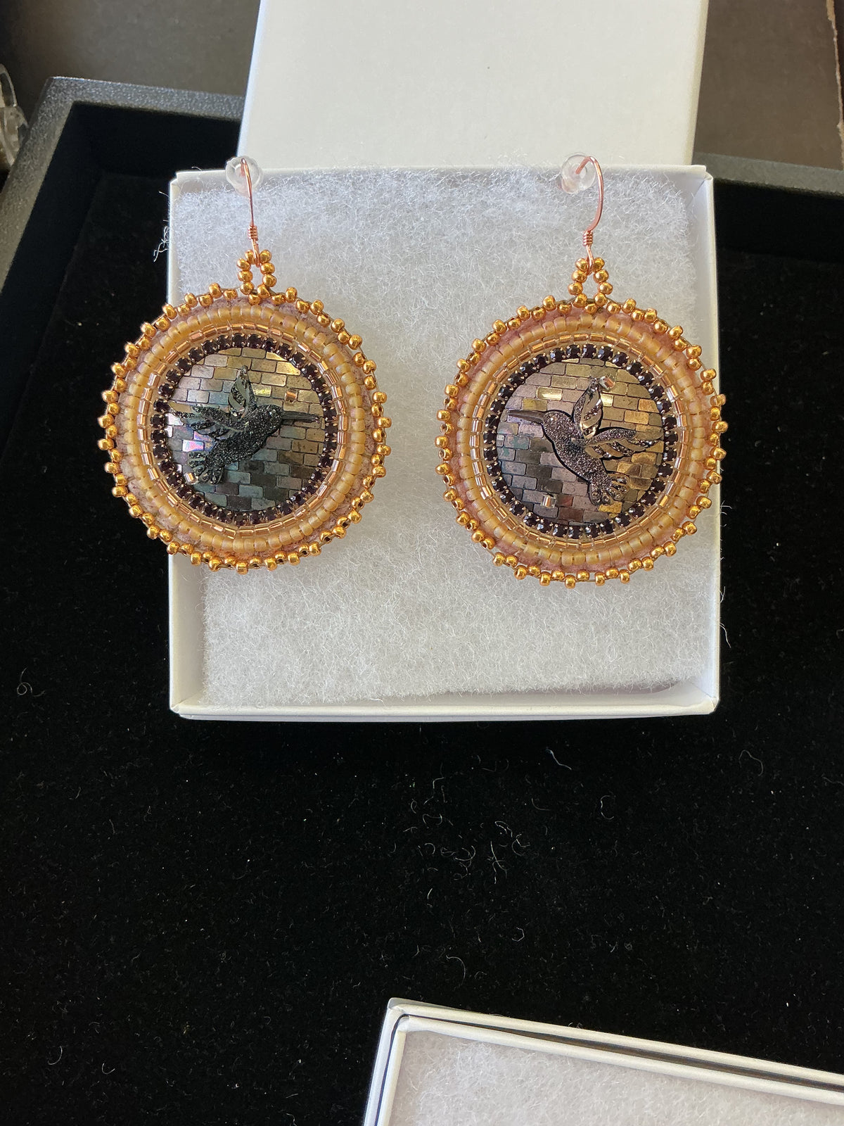 Brown Hummingbird Earrings