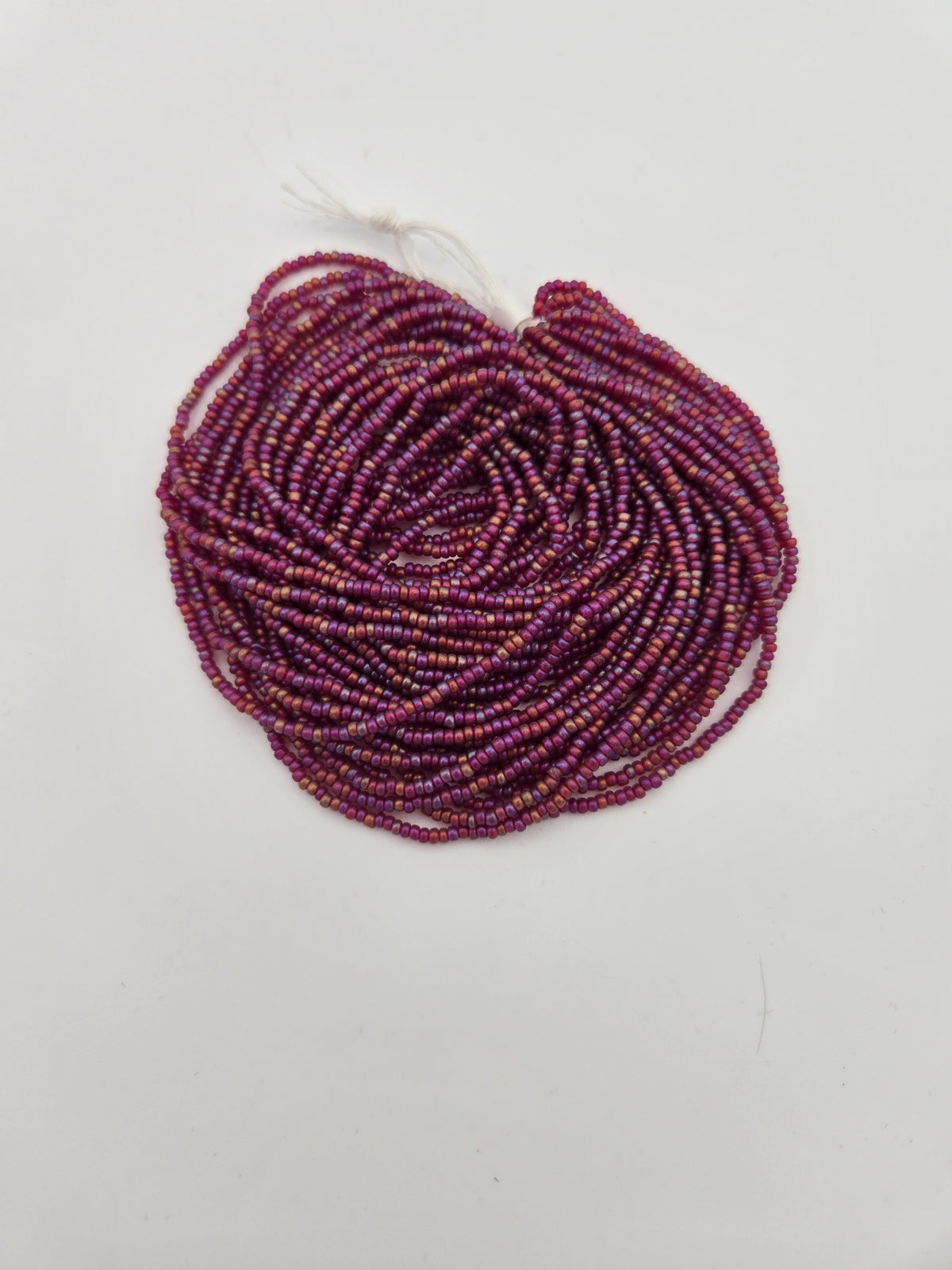 Czech Seed Bead 11/0 Transparent Dark Red Matte AB Strung