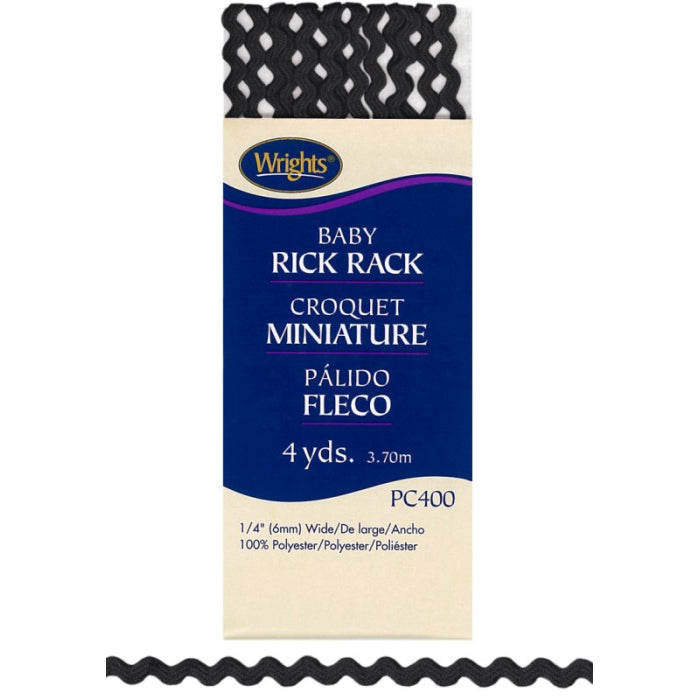 Wrights Baby Rick Rack-Black