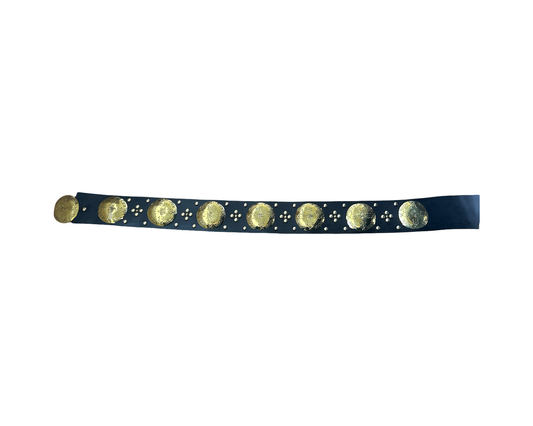 Belt w/Red Brass Round Conchos and Buckle 36"-Glenda Begay