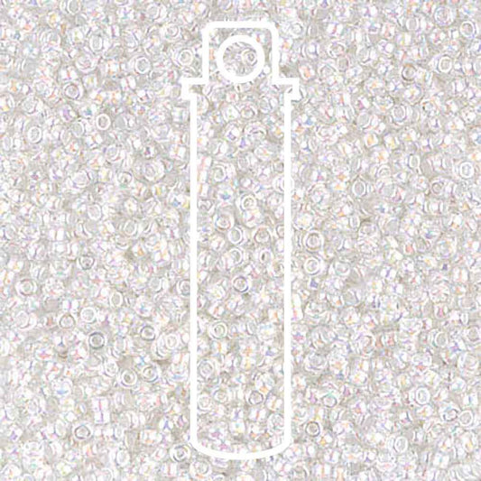 Miyuki Round 15/0 White Lined Crystal Ab
