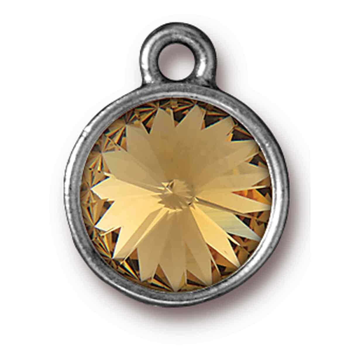 Charm W/Swar 12mm Rivoli Lt. Col. Topaz