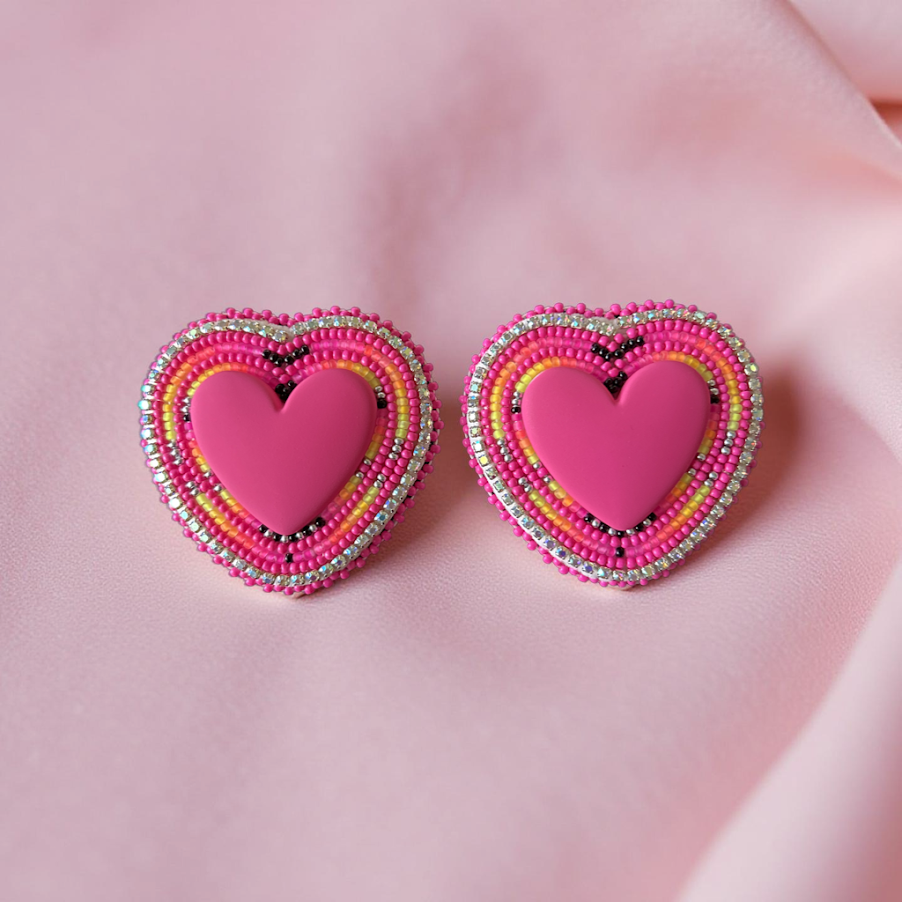 Dk Pink Beaded Hearts (Annie Merrill)
