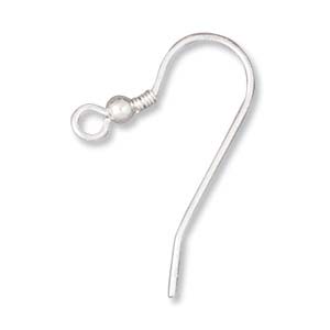 Hook Ear Wire 24 mm w/Bead/Coil Sterling Silver (4 pcs)