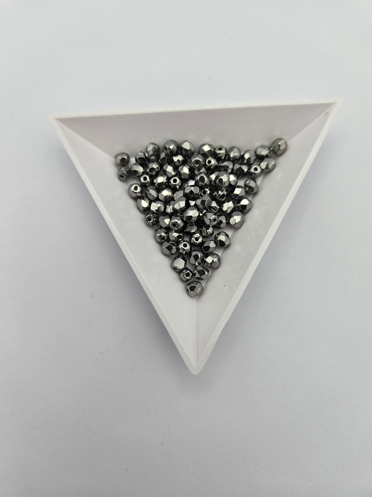 Fire-Polished Glass, Op. Chrome Metallic, 4mm Faceted Round, Approx. 100 per bag.