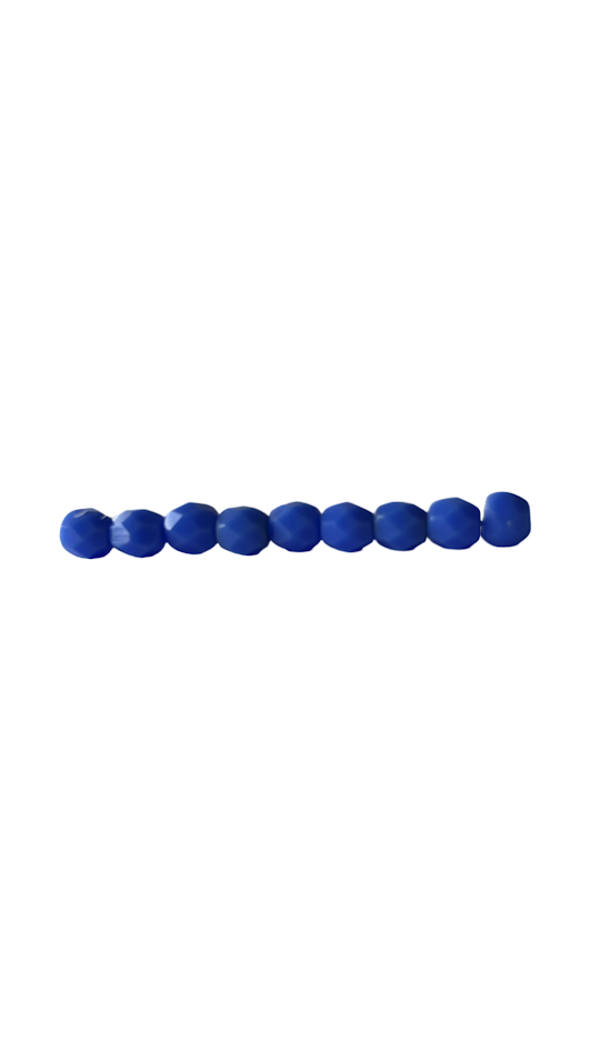 Fire-Polished Glass, Op. Blue Alabaster, 4mm Faceted Round, Approx. 100 per bag.
