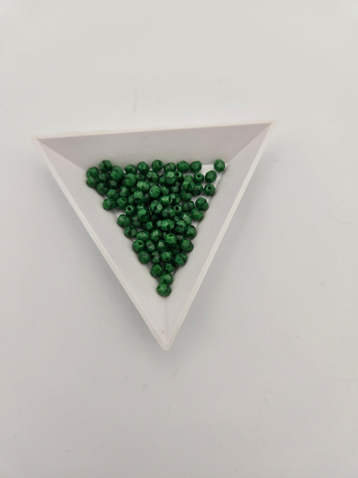 Fire-Polished Glass, Op. Medium Green Silk, 4mm Faceted Round, Approx. 100 per bag.