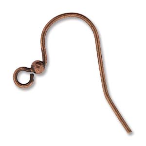 Hook Earrings W 2mm Ball (50PCS) Antique Plated