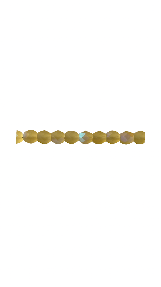 Fire-Polished Glass, Topaz AB Matte, 4mm Faceted Round, Approx. 100 per bag.