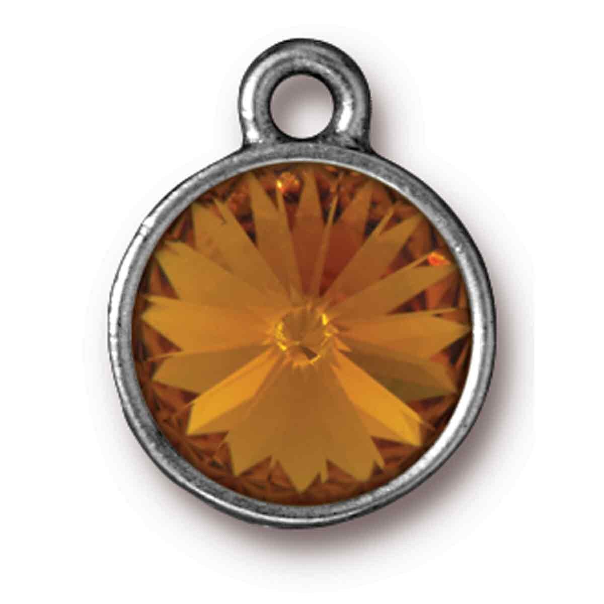 Charm W/Swar 12mm Rivoli Topaz