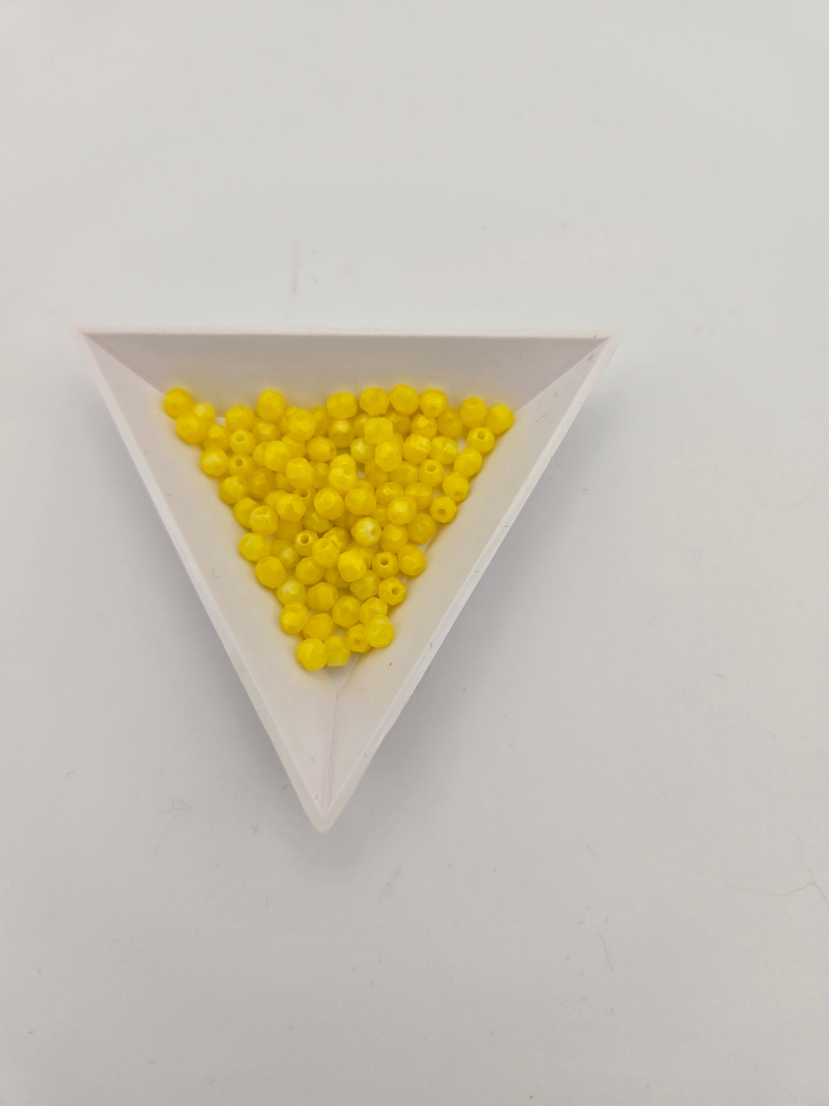 Fire-Polished Glass, Op. Yellow Silk, 4mm Faceted Round, Approx. 100 per bag.