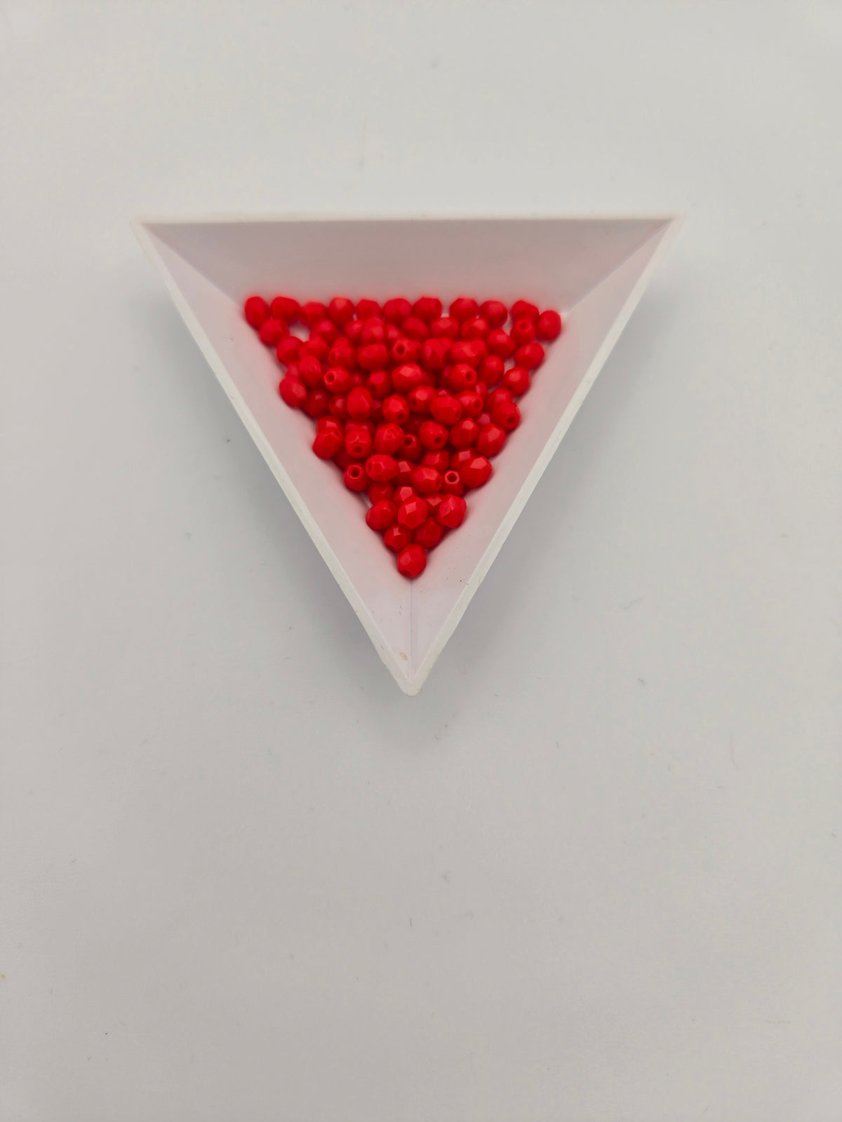 Fire-Polished Glass, Op. Lt Red, 4mm Faceted Round, Approx. 100 per bag.