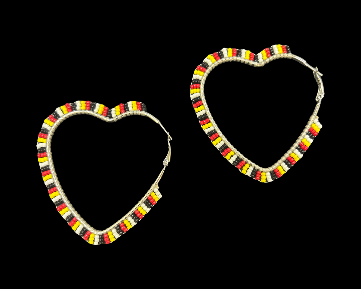 Beaded Heart Hoops (Kayla Lafernier