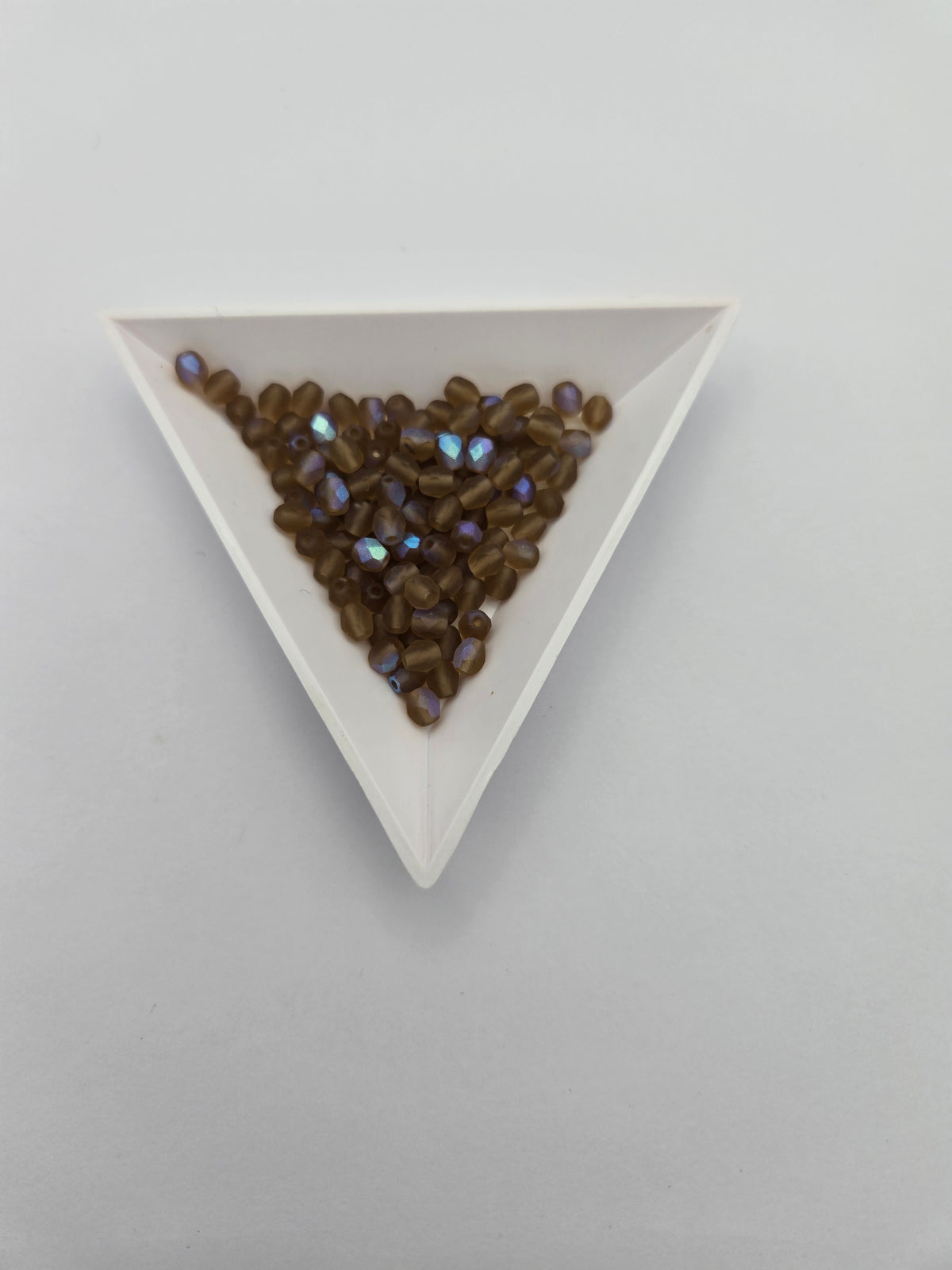 Fire-Polished Glass, Smoke Topaz AB Matte, 4mm Faceted Round, Approx. 100 per bag.