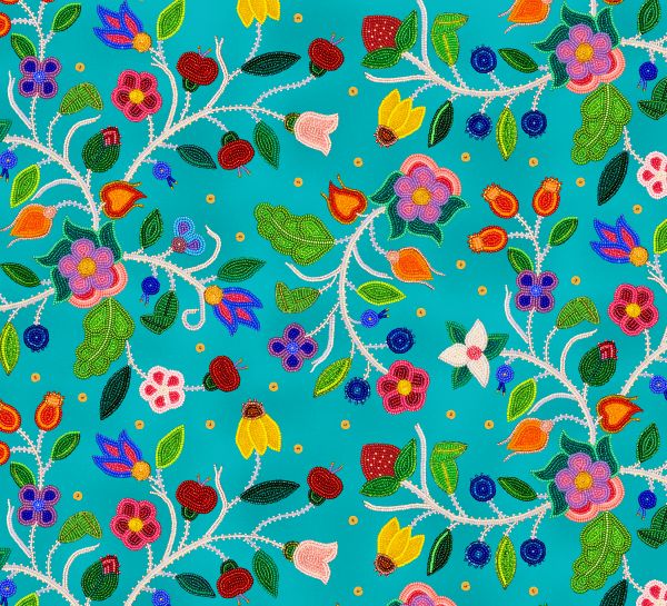 CF Hand Beaded Floral-Turquoise