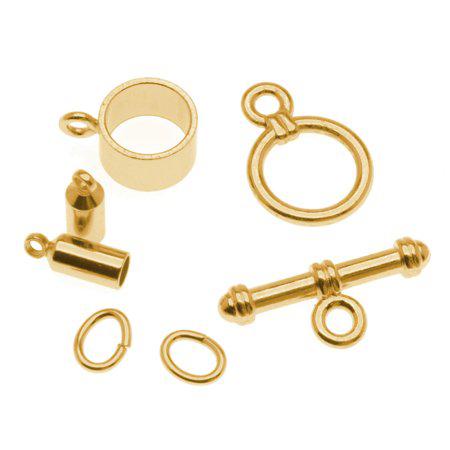 Kumihimo 7pc Findings Kit Barrel 3mm Gold Plate