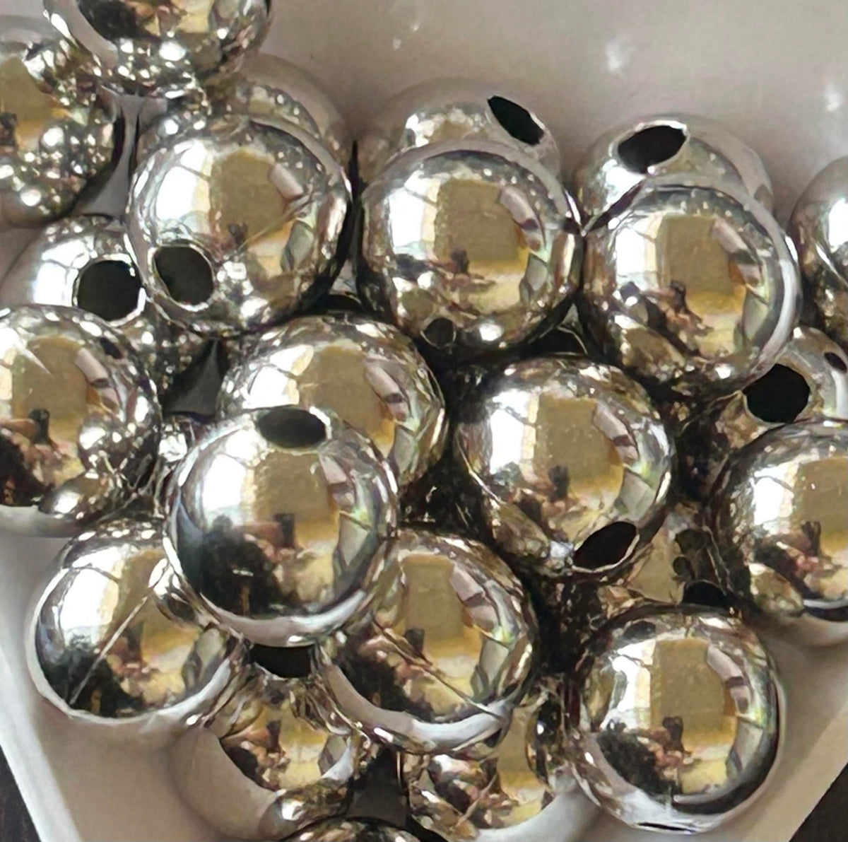 Hollow Metal Beads Nickel - 3/8" (100/pkg)