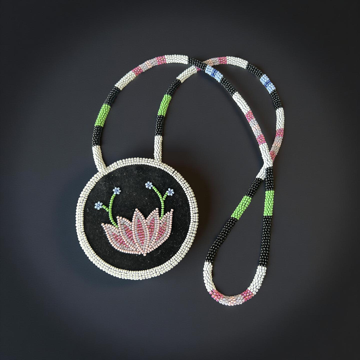 Floral Beaded Medallion Necklace-Elexia Saari
