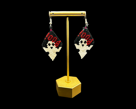 Beaded Brick Stitch Earrings, Boo (Kathy Knoop)