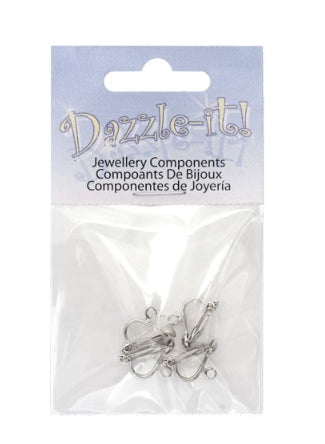 Earring Clip-on w/Hook 13x8mm LF/NF Nickel Color - 2 Pairs