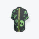 Adult Ribbon Shirt Green Skulls Size 2XL