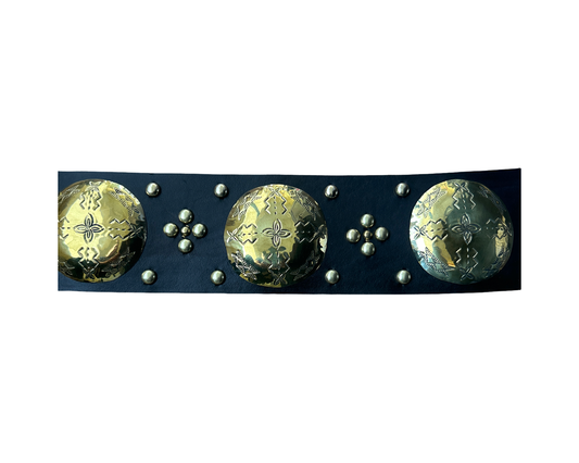 Belt w/Red Brass Round Conchos and Buckle 36"-Glenda Begay