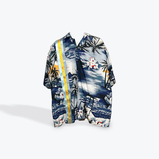 Adult Ribbon Shirt Blue/Yellow Hawaiian Size 5XL