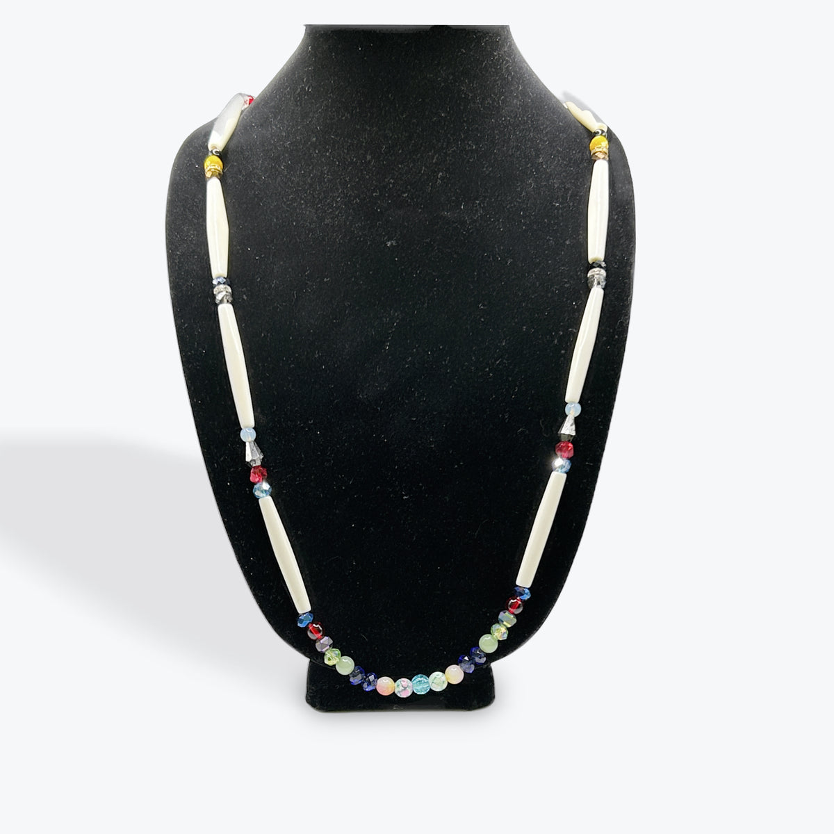 Multi-Color Bead and Bone Necklace by Valerie Phernetton