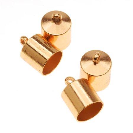 The Beadsmith Barrel End Cap Gold Plate with Ring 12.5mm, Fits 8mm Cord