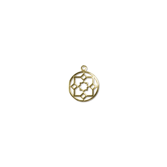 G/F 20mm Round Flower Pendant 0.94 Gm