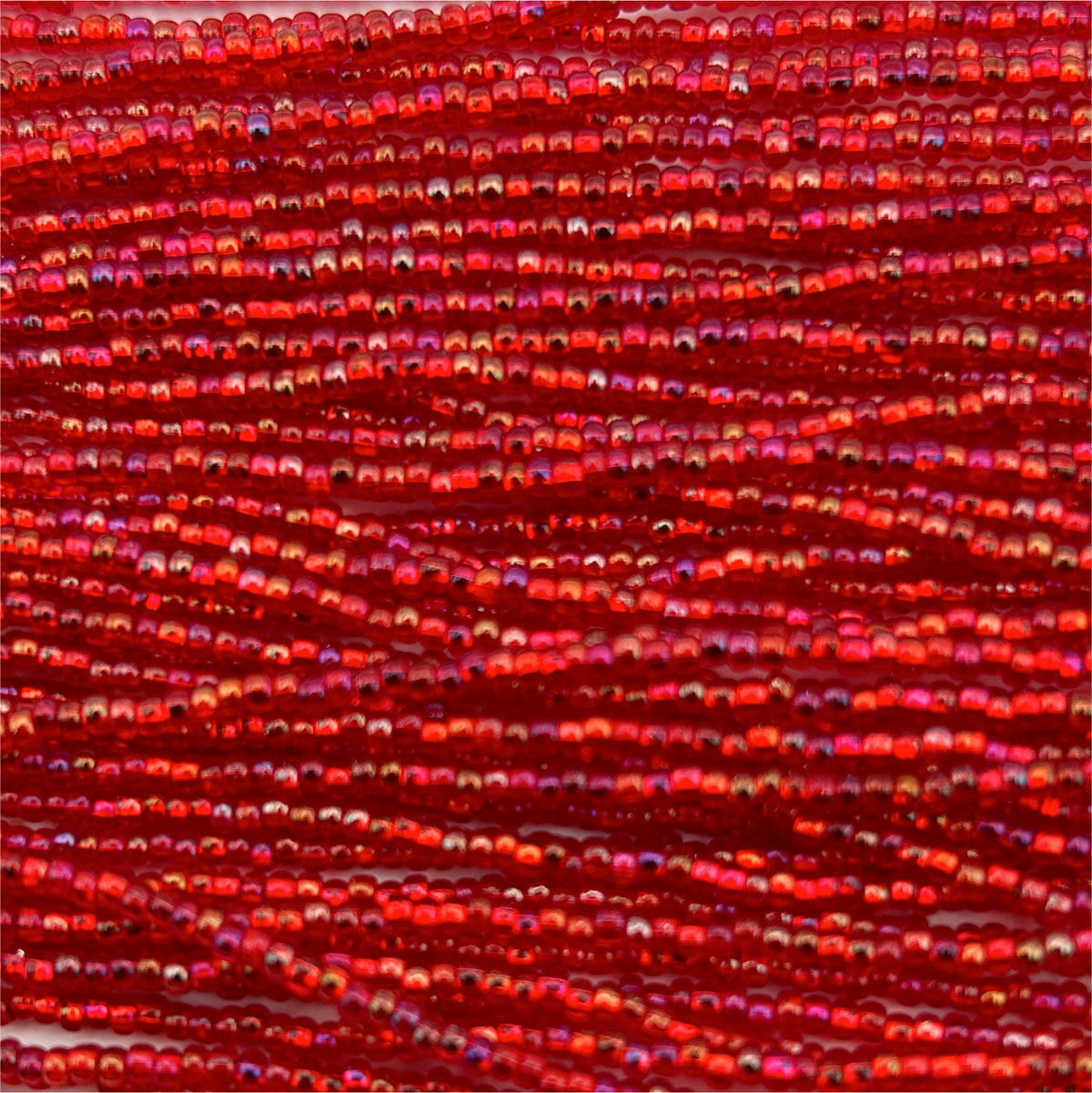 Czech Seed Bead 11/0 S/L Red Rainbow Strung