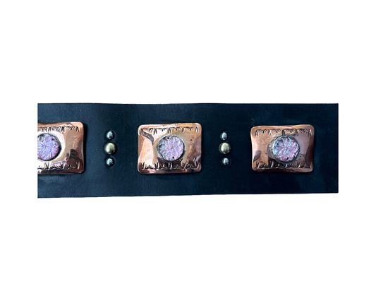 Belt Copper Square Conchos/w Pink Inlay 34"-Glenda Begay