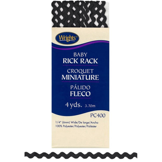Wrights Baby Rick Rack-Black