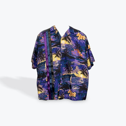 Adult Ribbon Shirt Purple Hawaiian Size 4XL