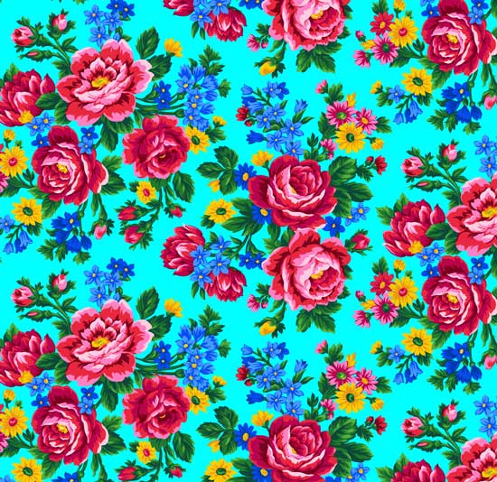 CF Kokum Silver Metallic Floral-Aqua