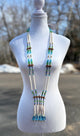 Blue and Green Two Strand Bone Necklace by Arlene Thunder