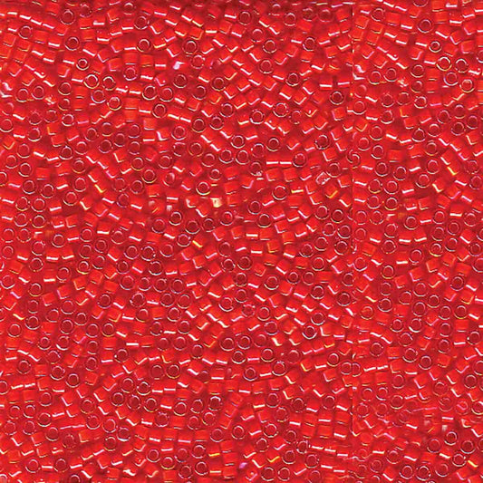 Miyuki Delica 11/0 7.2 GM/TB White Lined Flame Red AB