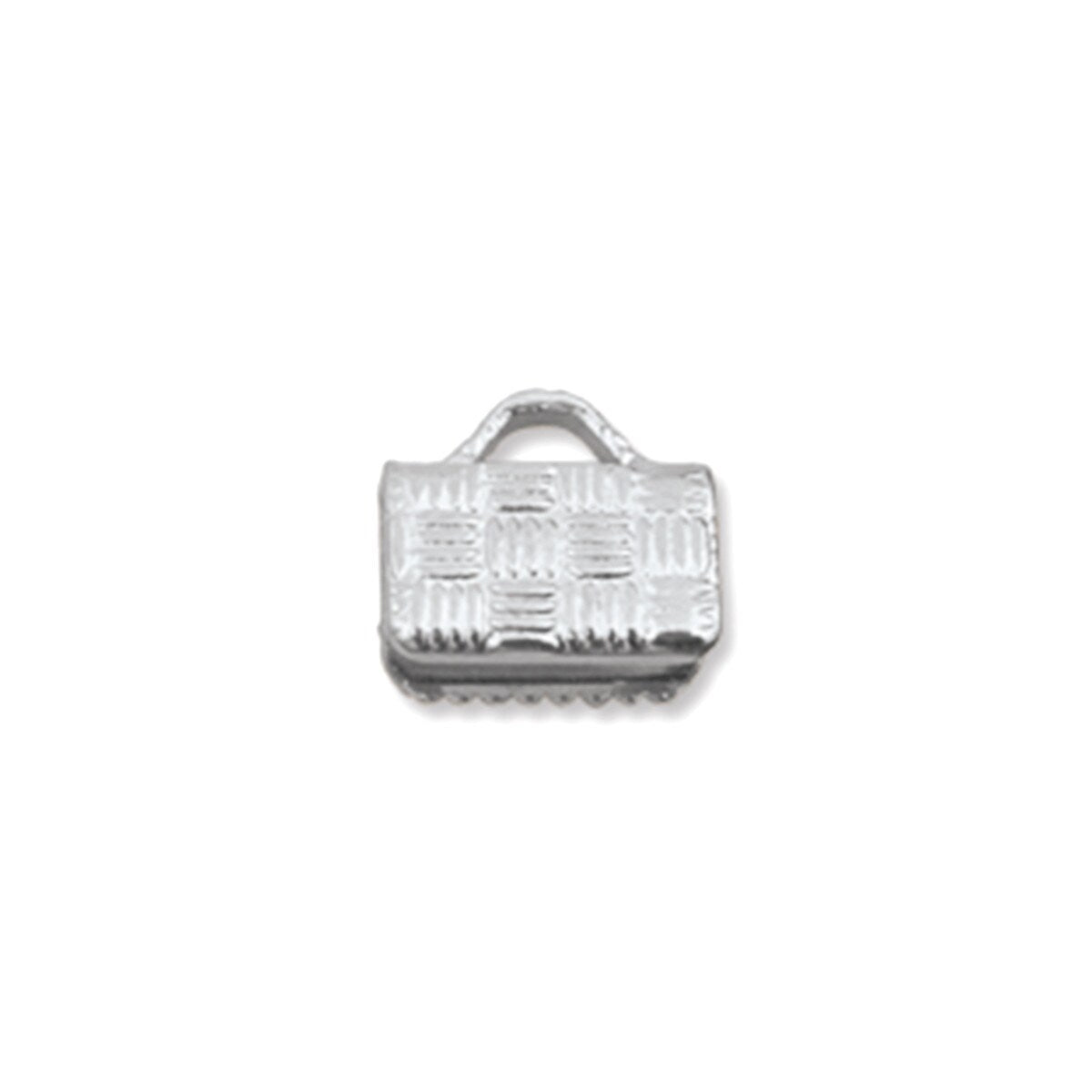Flat Crimp End 8mm Silver Plate- (18 Pcs)
