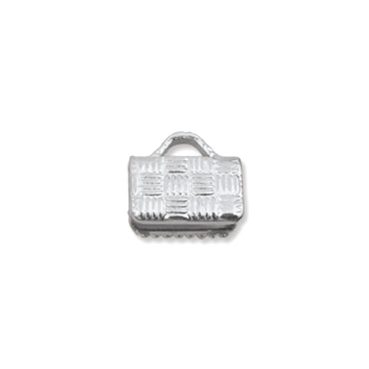 Flat Crimp End 8mm Silver Plate- (18 Pcs)