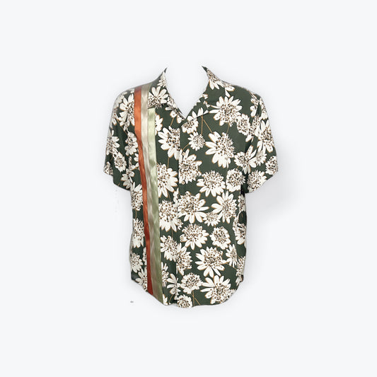 Adult Ribbon Shirt Green Floral Size 2XL