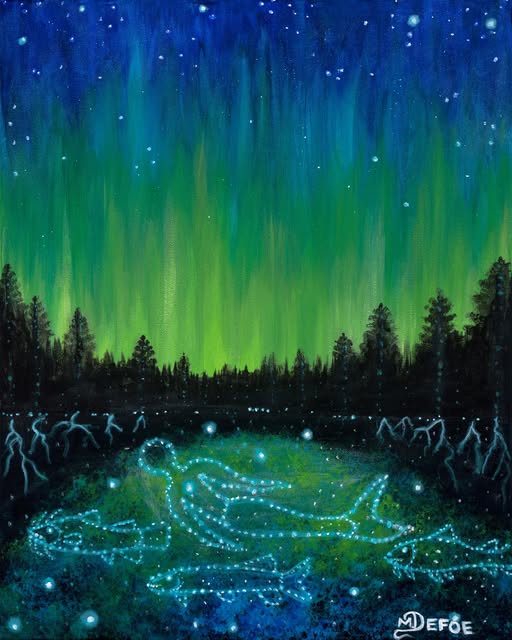 Print 16x20 "Manidoog nibikaang - water spirits" (Michelle Defoe)