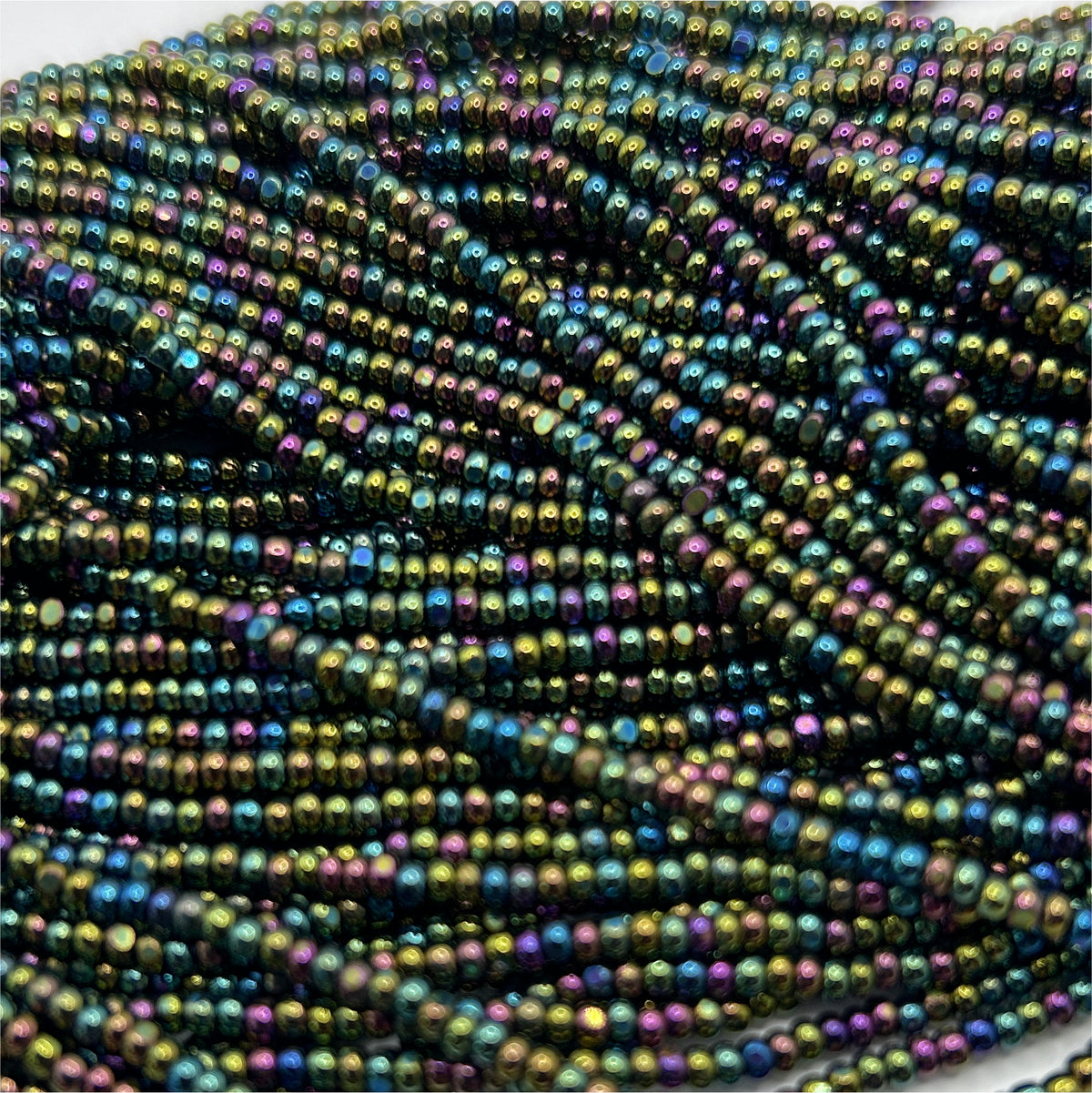 Cz 11/0 Cut Green Iris Metallic Beads