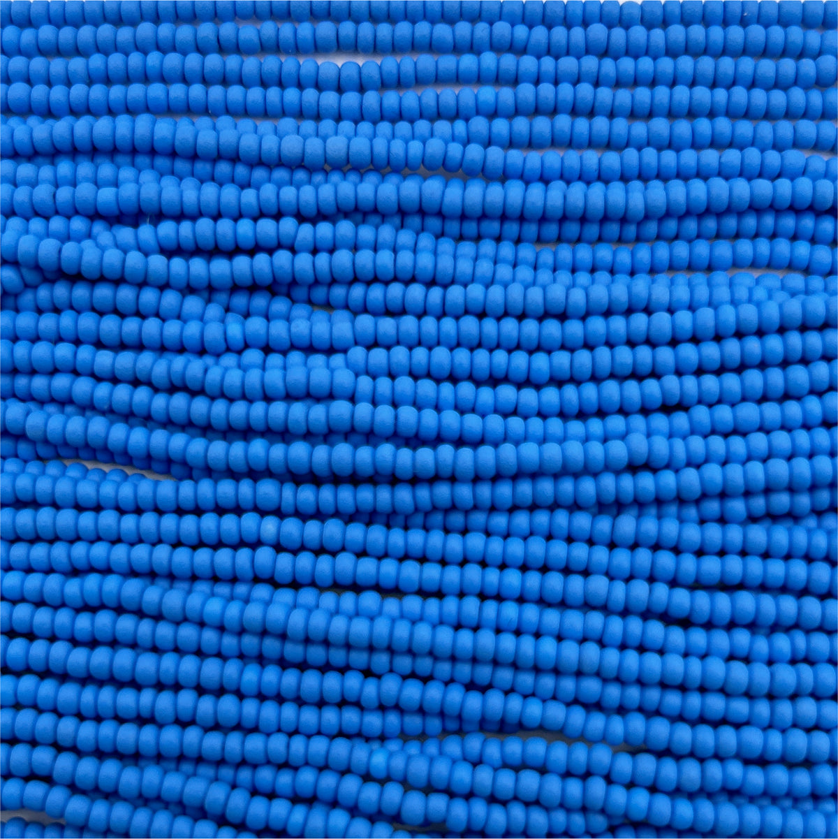 Czech 11/0 PermaLux Dyed Chalk Lt Blue Matt Strung