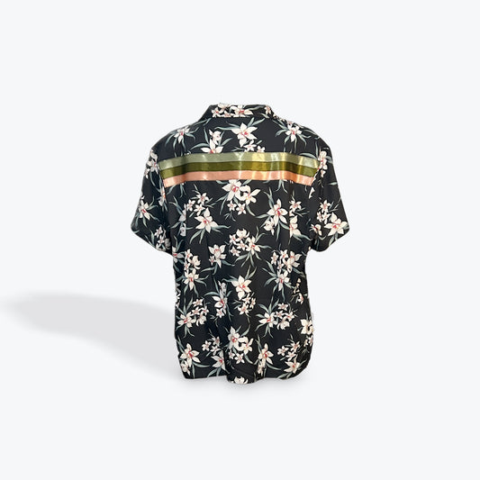 Adult Ribbon Shirt Black Floral-Size 3XL