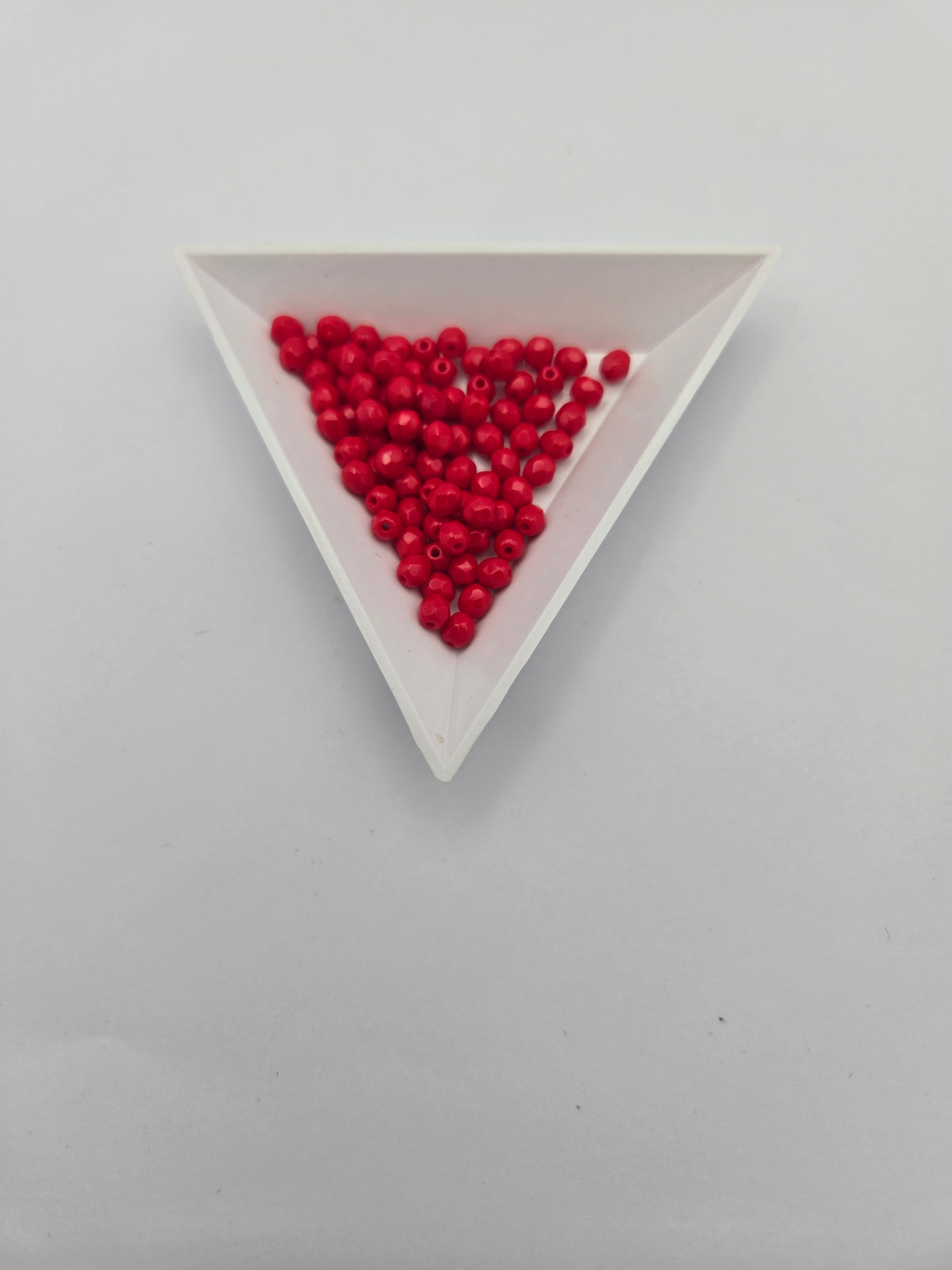 Fire-Polished Glass, Op. Red, 4mm Faceted Round, Approx. 100 per bag.