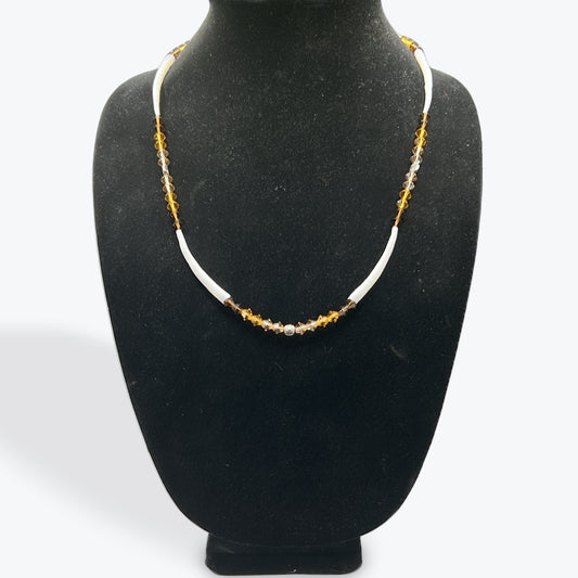 Topaz Bi-Cone and Dentalium Necklace by Wanetta Thompson