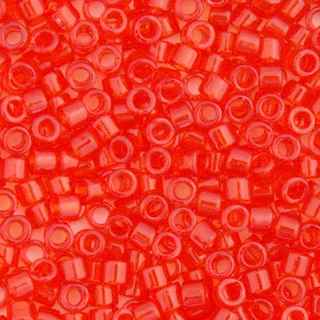 Miyuki Delica 11/0 5.2g Vial Red Orange Transparent