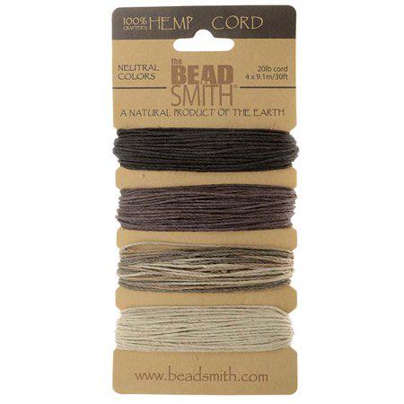 Hemp 4 Color Card Neutral Colors  1.0mm 20 Lb Test
