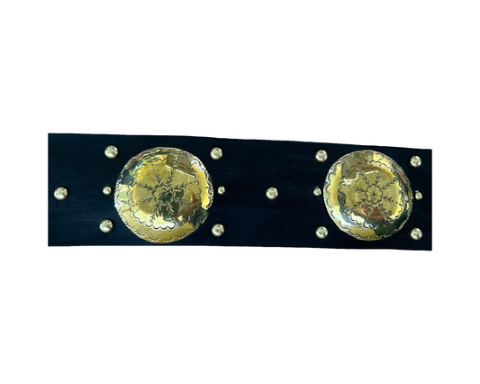 Belt w/round Brass conchos and Buckle XL-Glenda Begay
