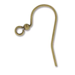 Hook Ear Wire 25 Mm W 2MM Ball Ant. Brass (72 Pcs)